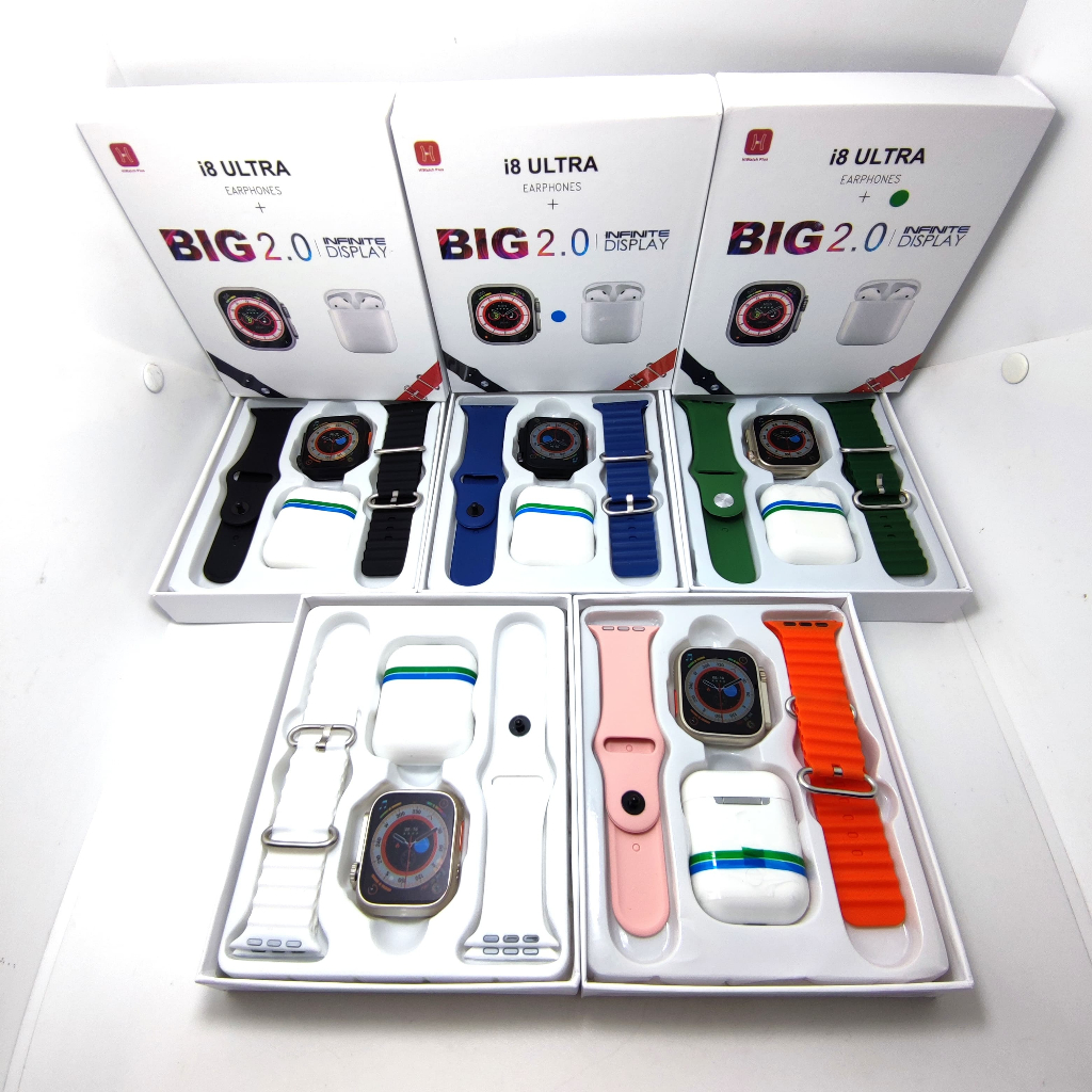 Jual Jam Tangan Pintar Smartwatch Ultra 8 Free Headset dan Strap Polos