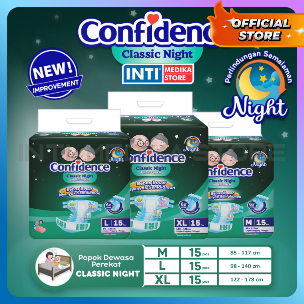 Jual Confidence Diapers Classic Night M L Xl Isi 15 Popok Perekat