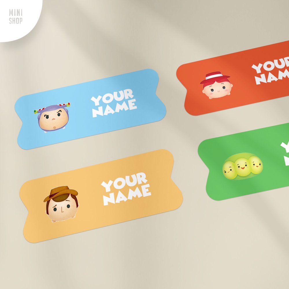 Jual Stiker Nama Custom Waterproof Tsum Toy Story ( Woody Jessie Buzz