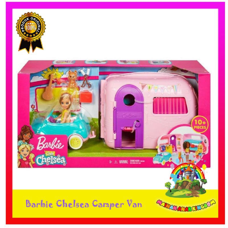 Boneka Barbie Club Chelsea Camper Van Car Playset Original Mattel