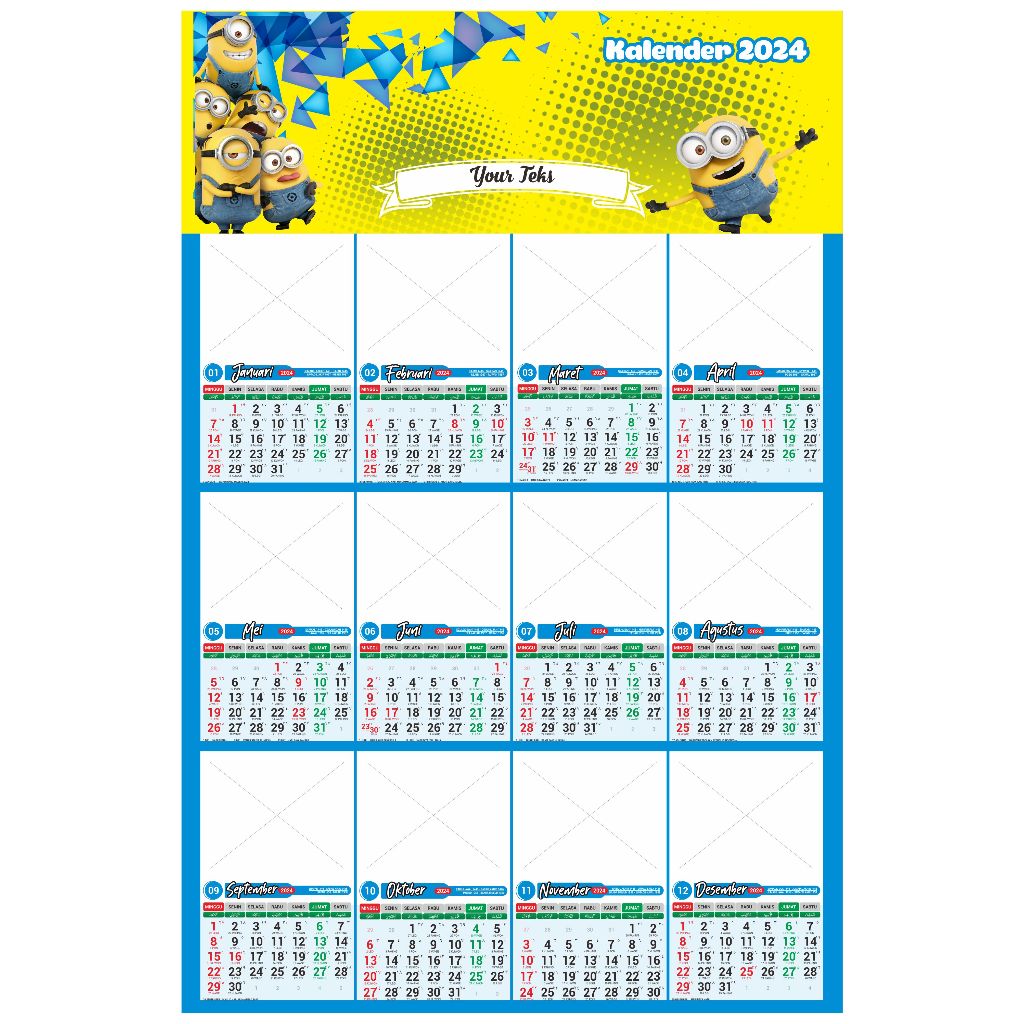 Jual KALENDER 2024 MINION ISI 12 FOTO CUSTOM | Shopee Indonesia