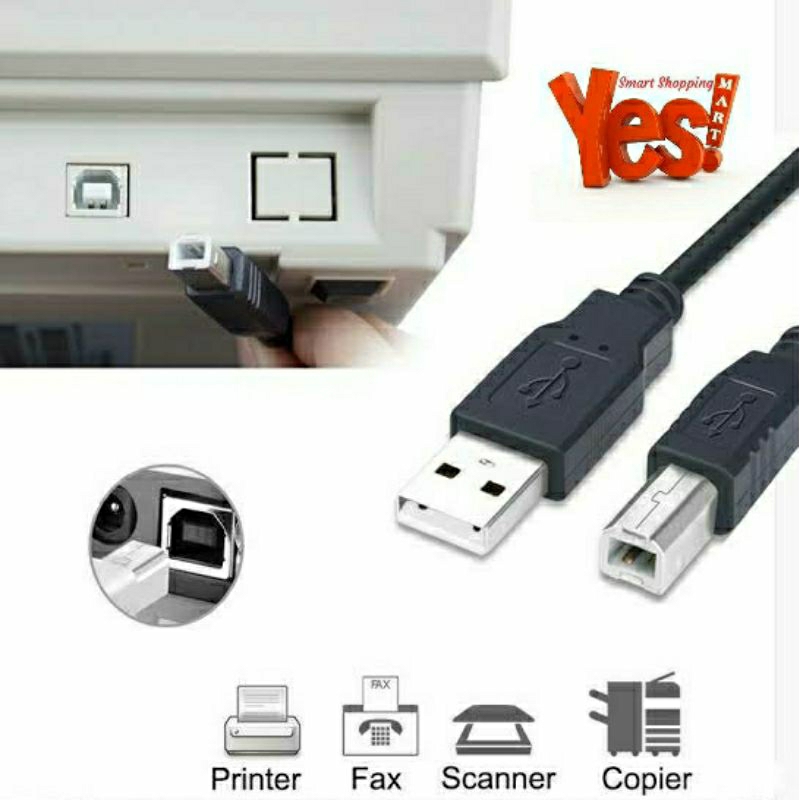 Jual Kabel Data USB A to USB B untuk Printer Scanner Mesin Fax ...
