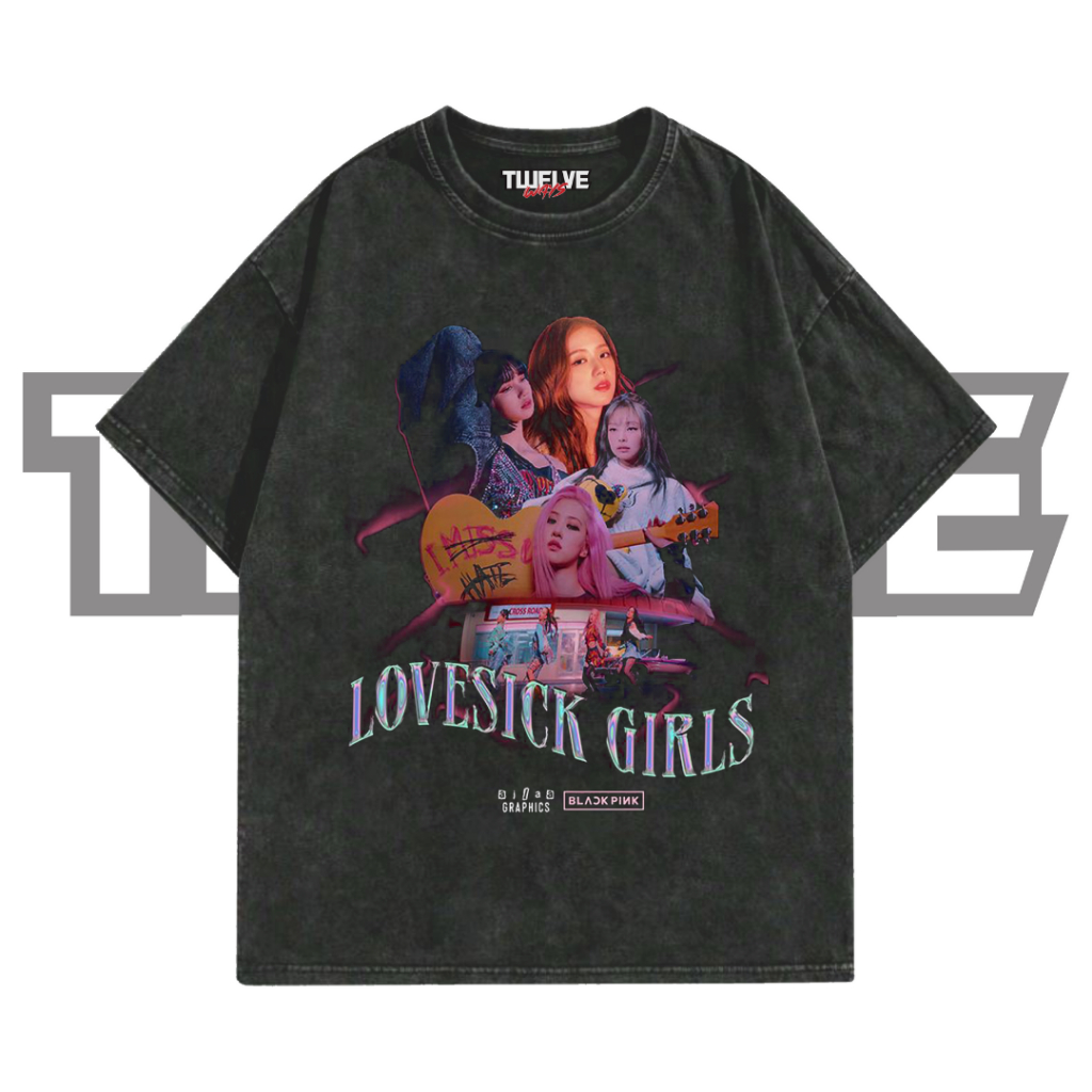 Jual BLACKPINK Lovesick Girls Oversize T-Shirt Wash Hitam