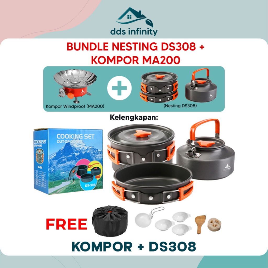 Jual Paket Kompor Camping Cooking Set Alat Masak Kemping Kompor