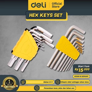Deli Flat End Hex Key/Set Kunci L 8/9 Pcs Ukuran 1.5 - 10 mm Ujung Rata DL23000X /Alat Perkakas
