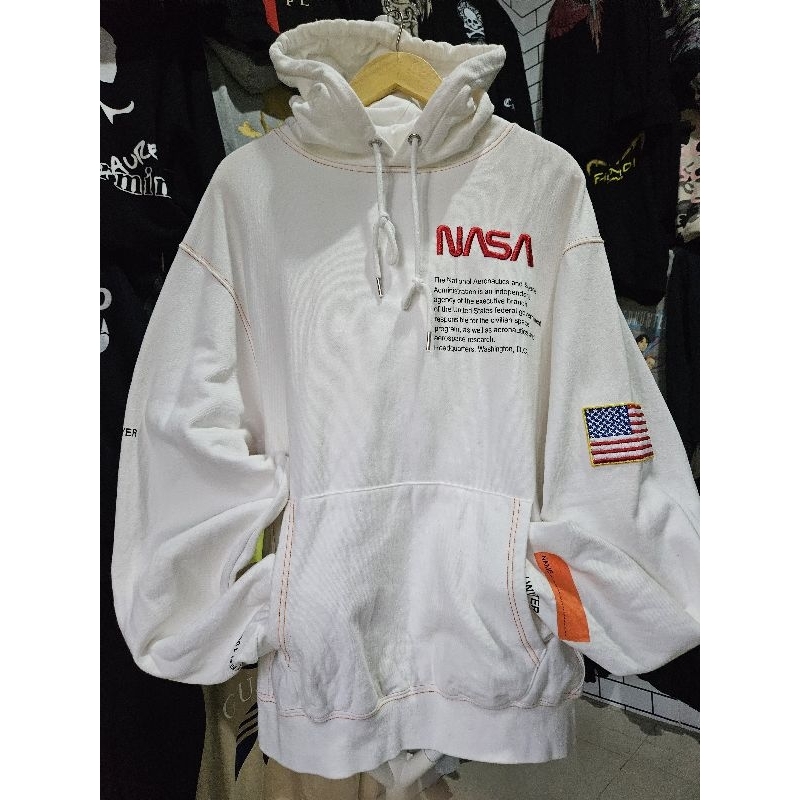 white nasa hoodie heron preston
