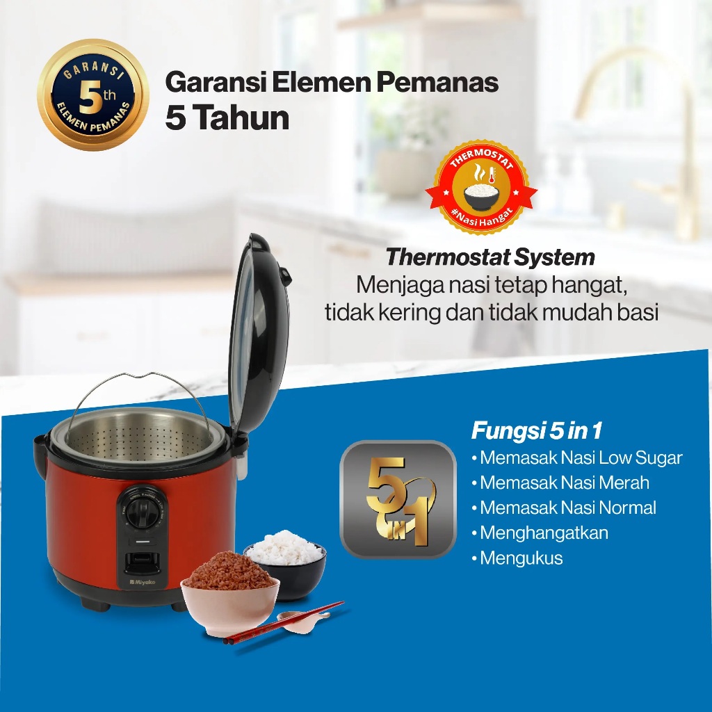 Jual MAGICOM MIYAKO LOW CARBO WARMER PLUS 5IN1 MCM 721LST | Shopee ...