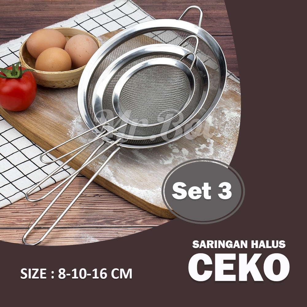 Jual Set 3 Saringan Halus Stainless Saringan Minyak Saringan Ceko 8 10 16cm Shopee Indonesia 8227