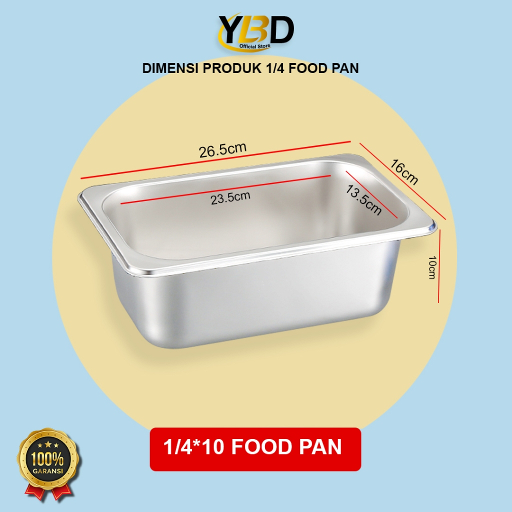 Jual Food Pan Stainless 1/4 x 10 cm (26,5 x 16,2 x 10cm) | panci rebus ...