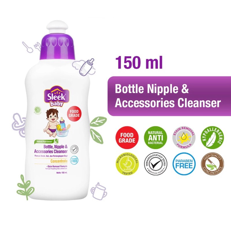 Jual Sleek Baby Bottle Nipple & Accessories Cleanser Botol 150ml ...