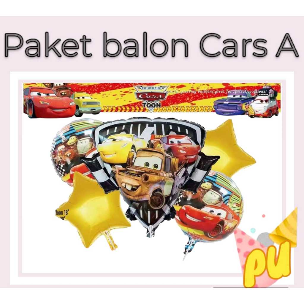 Jual Paket Balon CARS A / Dekorasi Ulang Tahun Cars Lightning Mcqueen ...