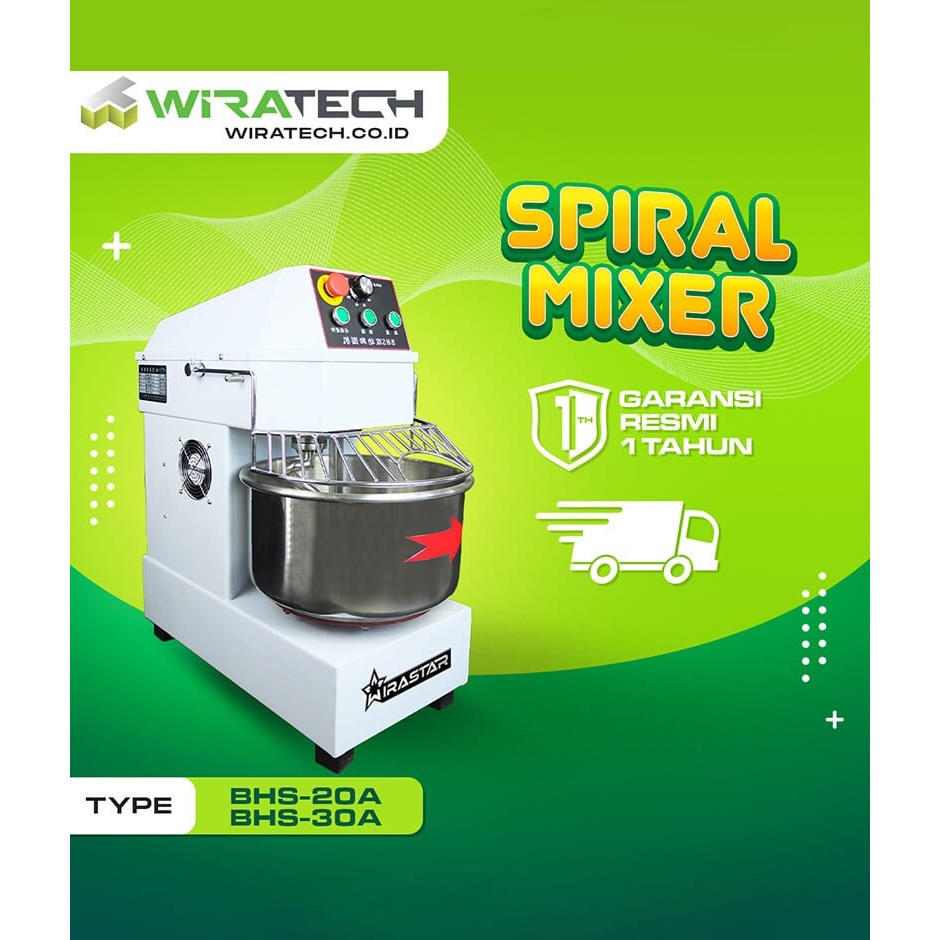 Jual WIRASTAR BHS30A SPIRAL MIXER 30 L / MESIN PENGADUK ADONAN
