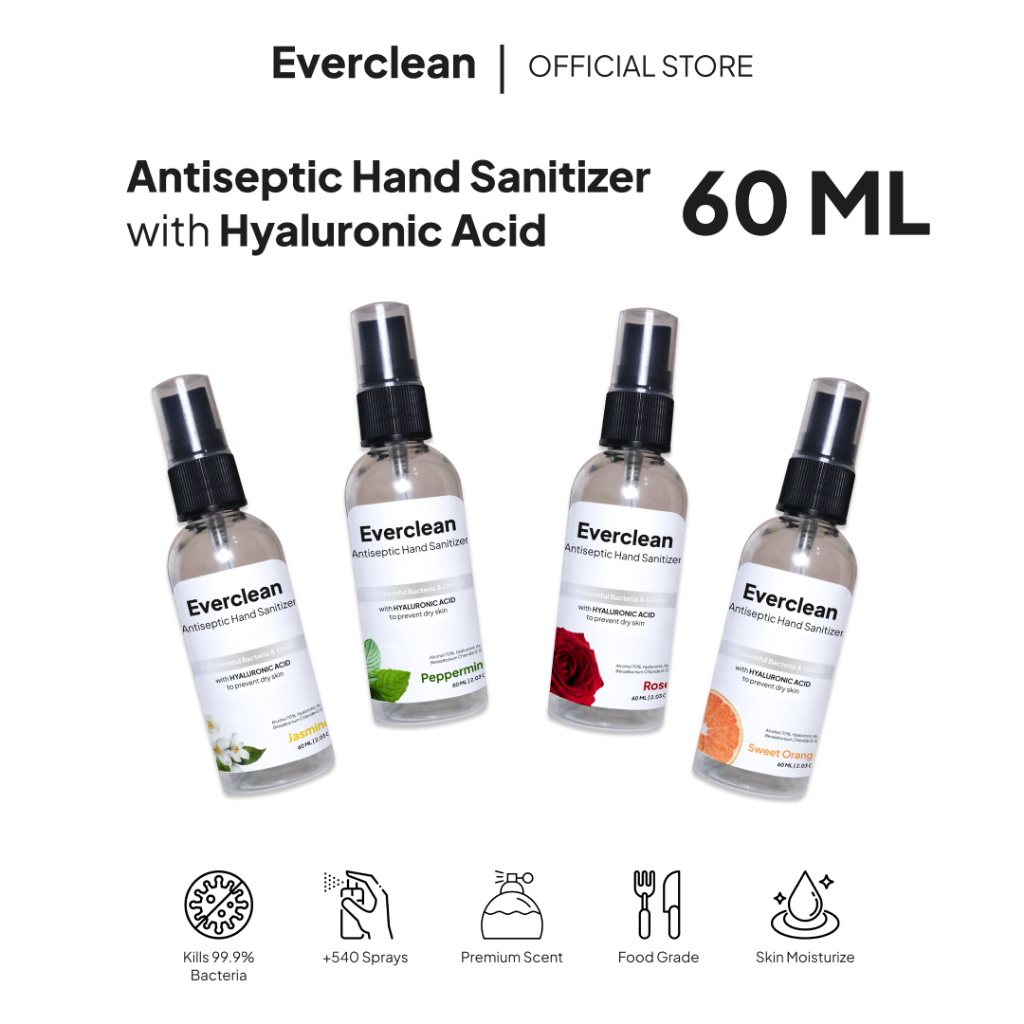 Jual Everclean - Hand Sanitizer with Hyaluronic Acid 60ml | Pembersih ...