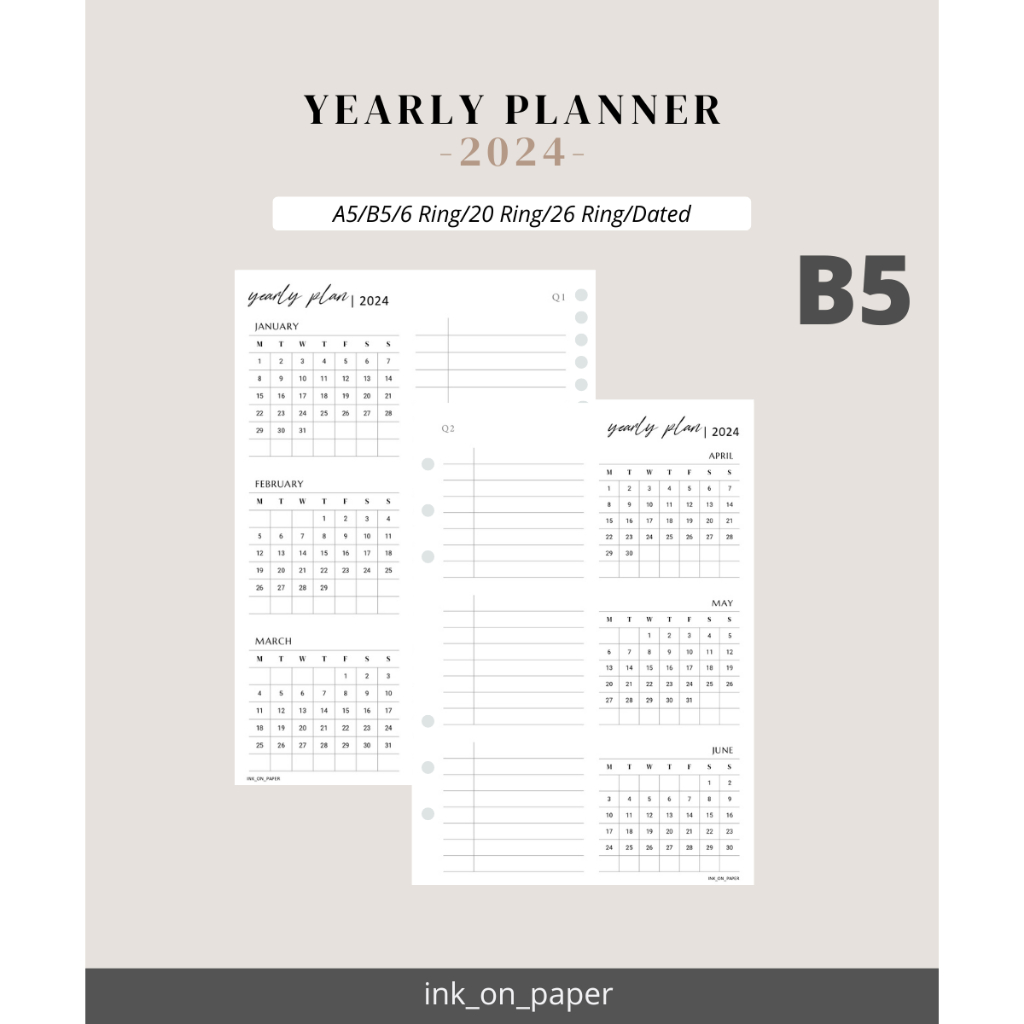 Jual B5 - Planner 2024, Yearly Planner 2024 By INK_ON_PAPER | Shopee ...