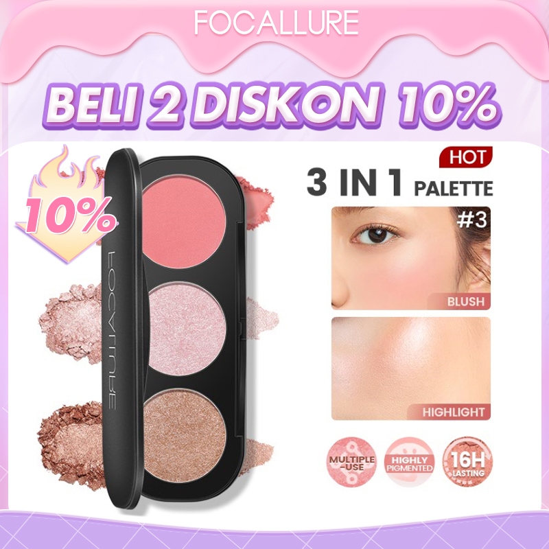 Jual FOCALLURE Trio Blush on dan Highlighter & Contour palette Shopee