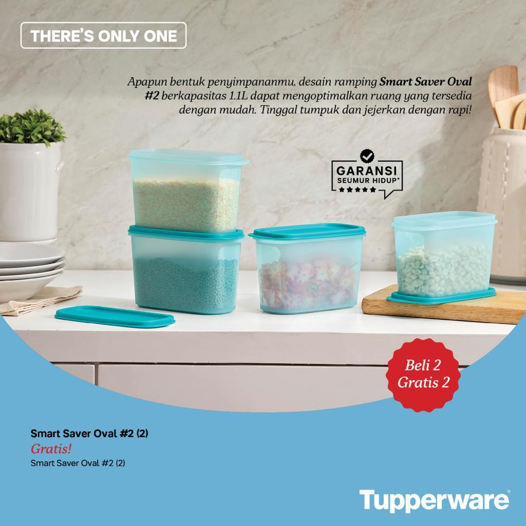 Jual PROMO Tupperware Smart Saver Oval #2 Toska 4pcs | Shopee Indonesia