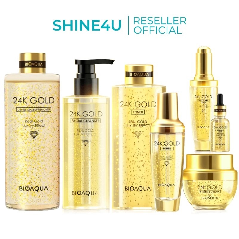 Jual BIOAQUA 24K Gold Skincare Paket Anti Aging Set With Brightening ...