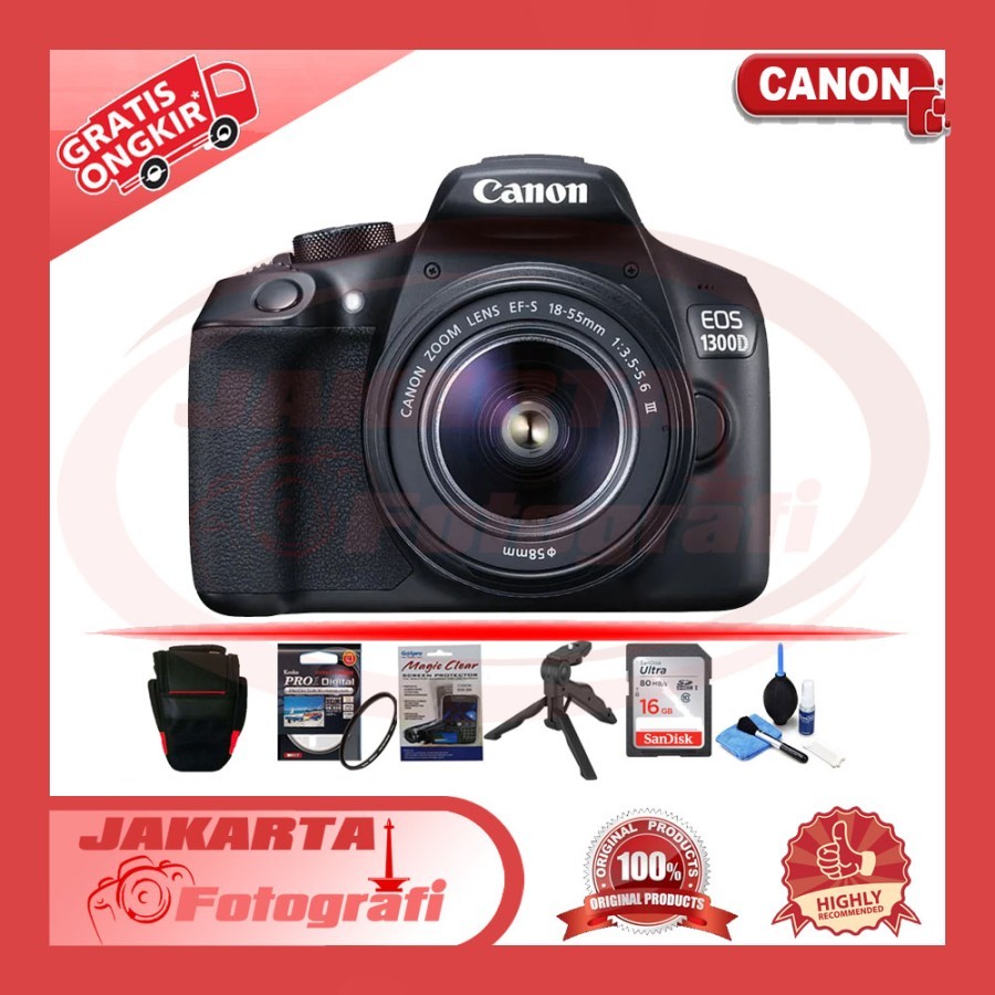 Jual CANON EOS 1300D KIT 18-55MM III WIFI PAKET LENGKAP | Shopee Indonesia