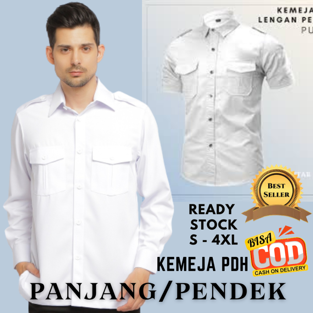 Jual Kemeja Pdh Pdl Warna Putih Lengan Panjang Pendek Baju Dinas