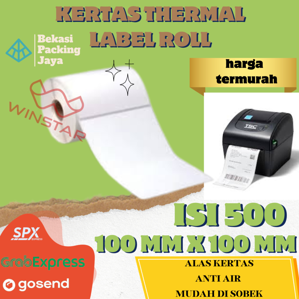 Jual Kertas Thermal Label Stiker 100x100 Mm Isi 500 A6 Model Roll Shopee Indonesia 2084