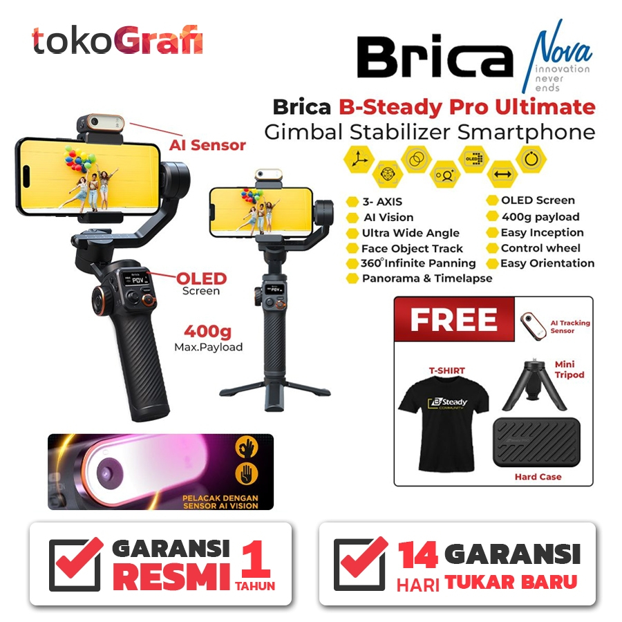 Jual Brica B-Steady Pro Ultimate 3 Axis Gimbal Stabilizer Smartphone ...