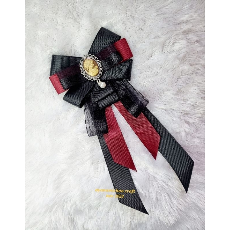 Jual Korean Ribbon Brooch Bros pita Korea aplikasi grosgrain satin ...