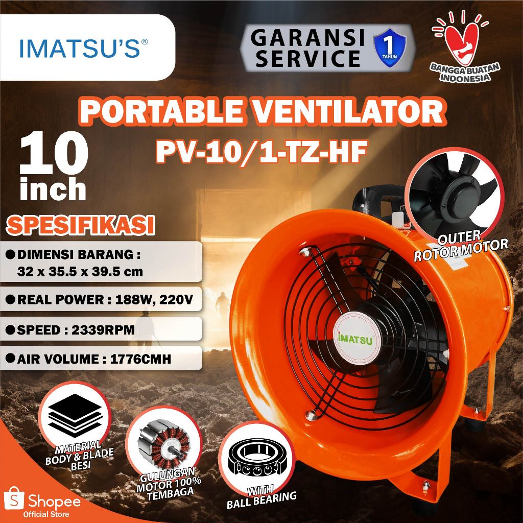 Jual Portable Ventilator / Blower / Exhaust / Drum Fan 10 Inch External ...