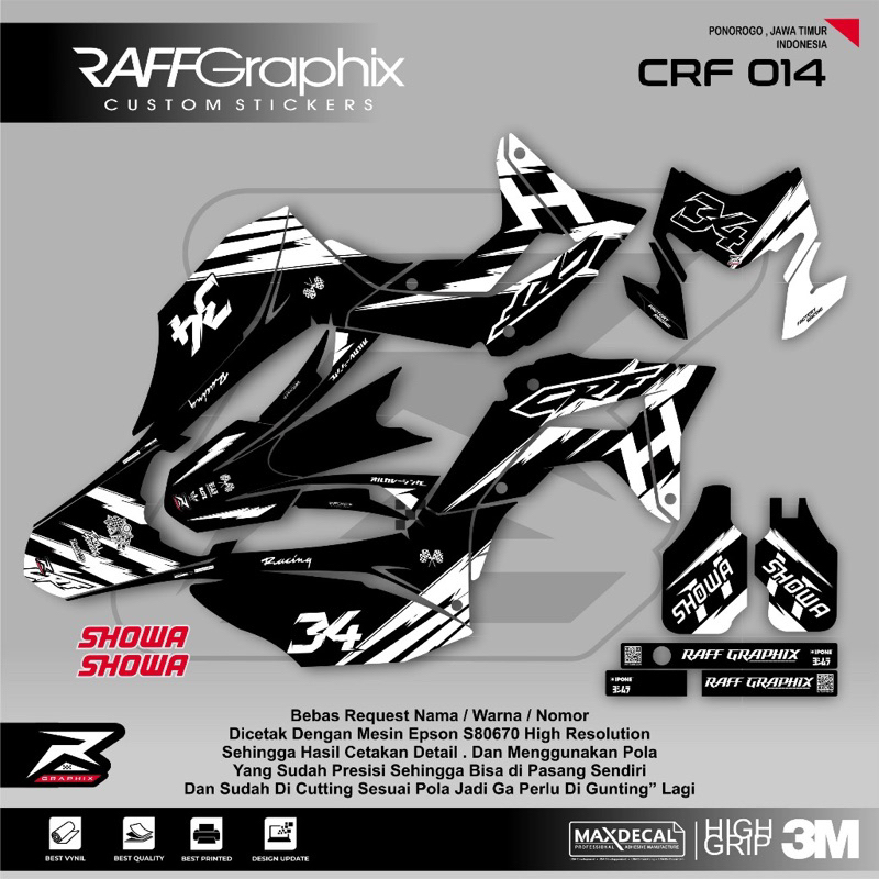 Jual Sticker decal crf hitam - decal crf custom - decal crf 150l -crf ...