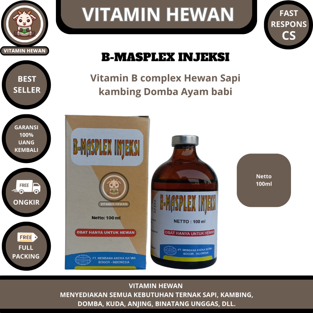 Jual B MASPLEX INJ 100ML - Vitamin B Complex Hewan Sapi Kambing Domba ...