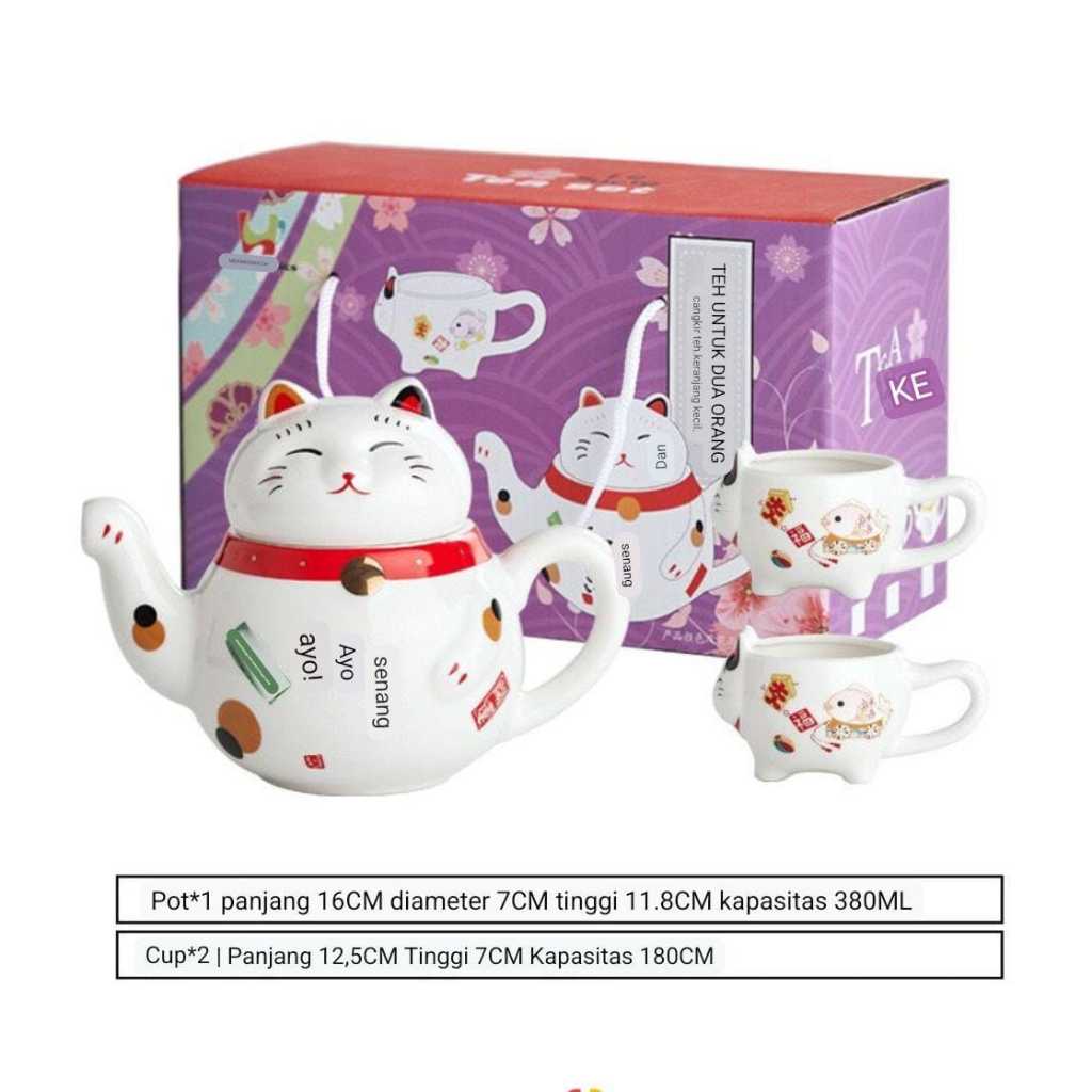 Jual Teko teh Kucing Cute Japanese Lucky cat Tea set Shopee Indonesia