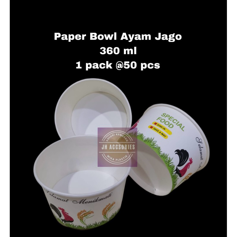 Jual Paper Bowl Ml Ayam Jago Mangkok Kertas Ayam Jago Ml Tanpa Tutup Isi Pcs Shopee