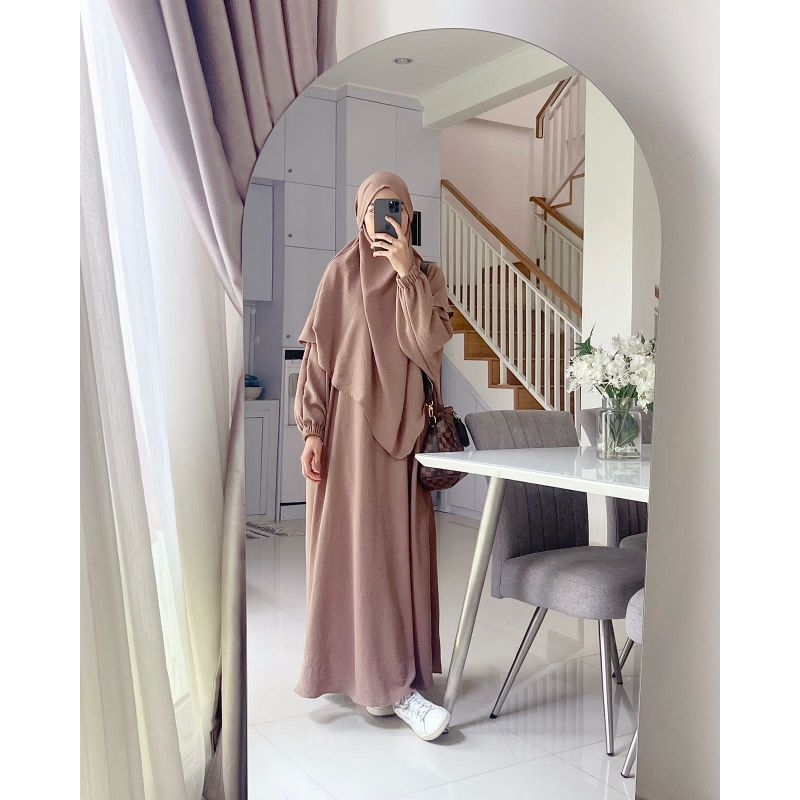 Jual Latasha outfit Moudy set abaya+ Khimar jumbo big size set | Shopee ...