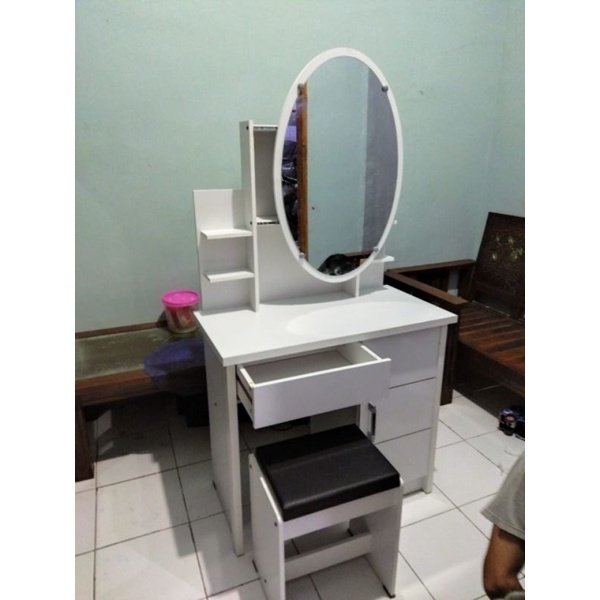 Jual meja rias oval dan kotak series Gstar + Rakit | Shopee Indonesia