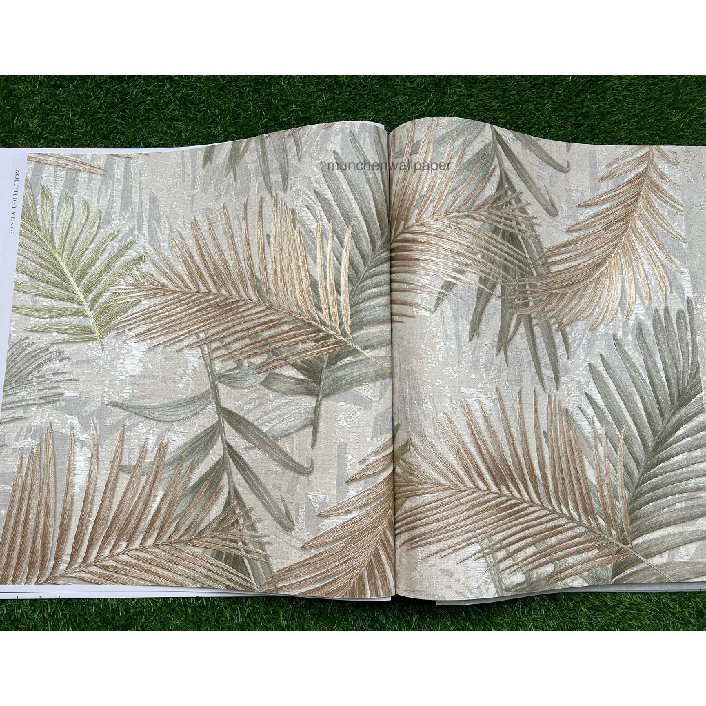 Jual Wallpaper Dinding Daun Rumput Ulir Simple Ungu Ivory Cream Gold ...