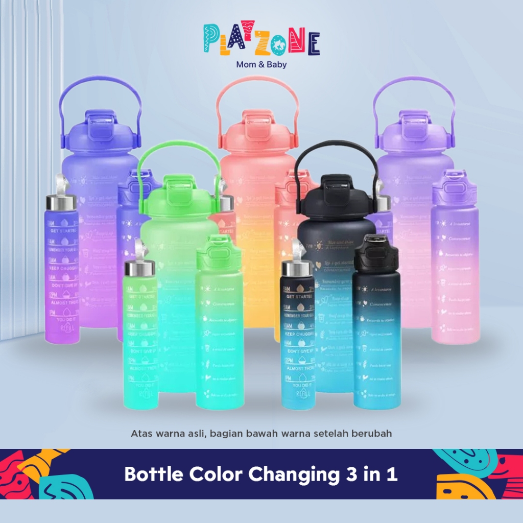 Jual Play Zone COD Botol Viral Gradasi Warna 3in1 Best Quality 1 Set ...