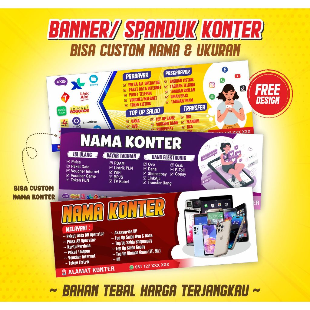 Jual Banner Konter Spanduk Konter Pulsa Bisa Custom Ukuran | Shopee ...