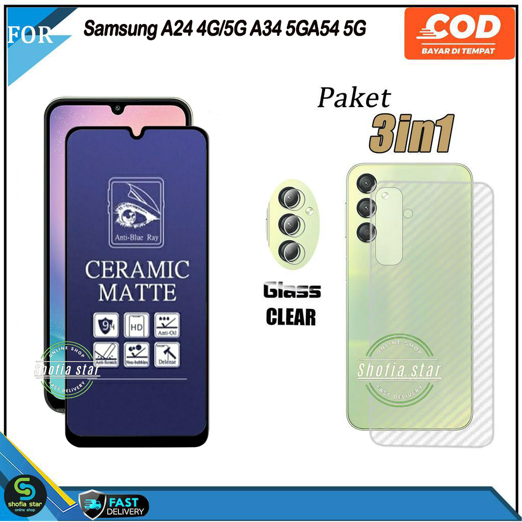 Jual Paket 3in1 Tempered Glass Ceramic Privacy Samsung A24 4g A34 5g