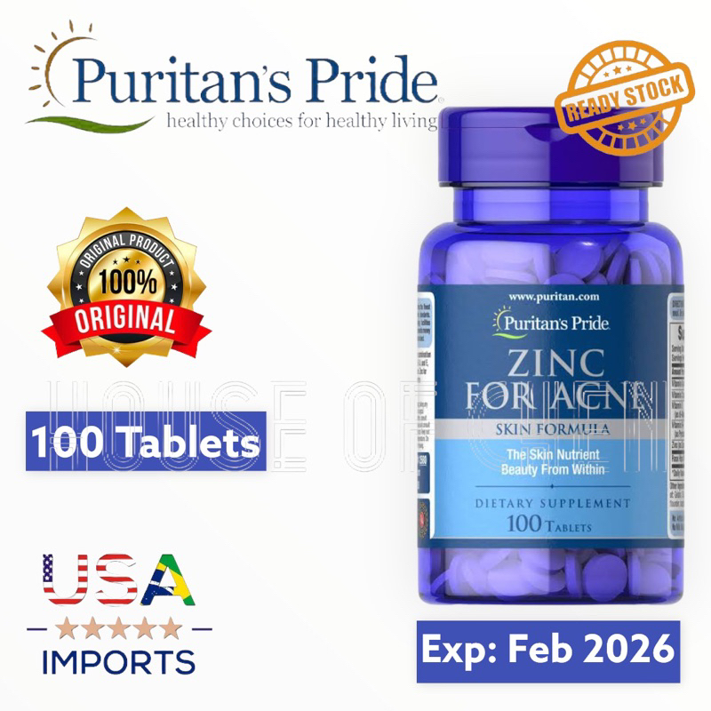 Jual PURITAN PRIDE Zinc for Acne 100 Tablets Puritan's Pride USA
