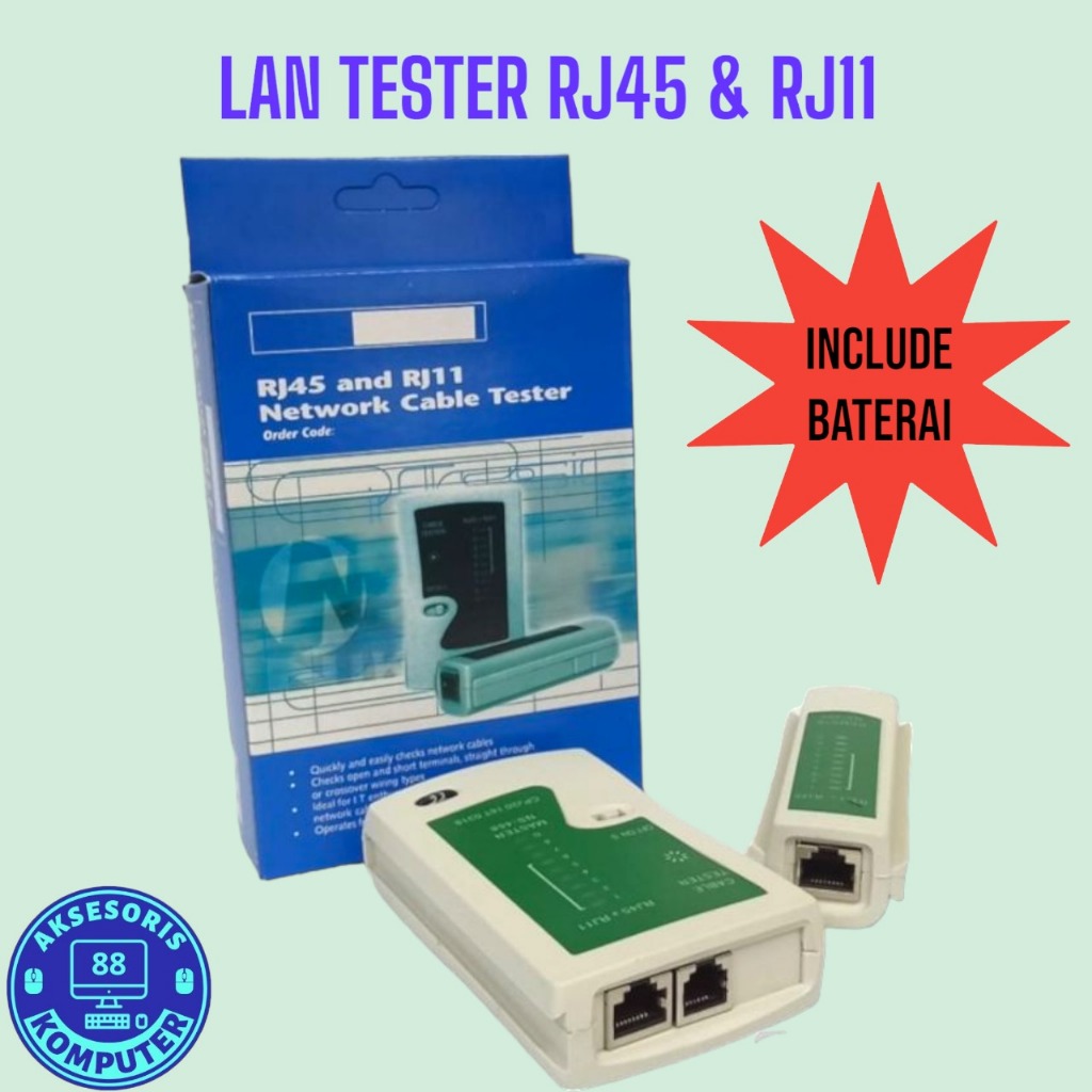 Jual LAN TESTER RJ45 RJ11 / ALAT TEST KABEL LAN SUDAH TERMASUK BATERAI ...