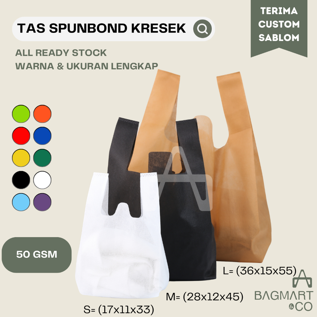 Jual Tas Kresek Spunbond Kantong Nasi Kotak Nasi Box Goodie Bag Hampers Kain Belanja Shopping 8013