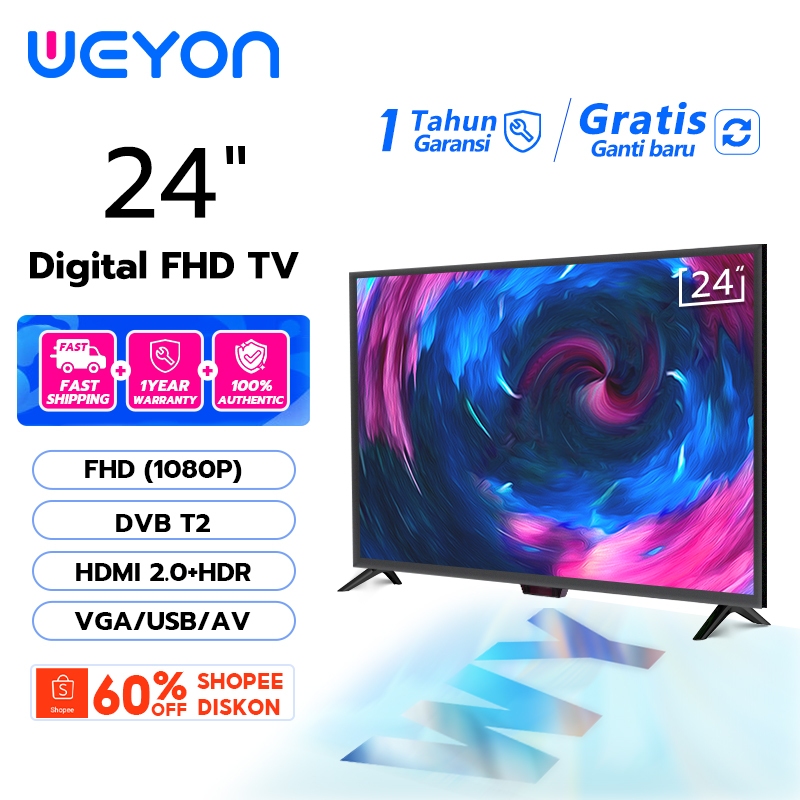 Jual Weyon 24 Inch TV LED Digital FHD Televisi LED-AV-DVB T2 | Shopee ...