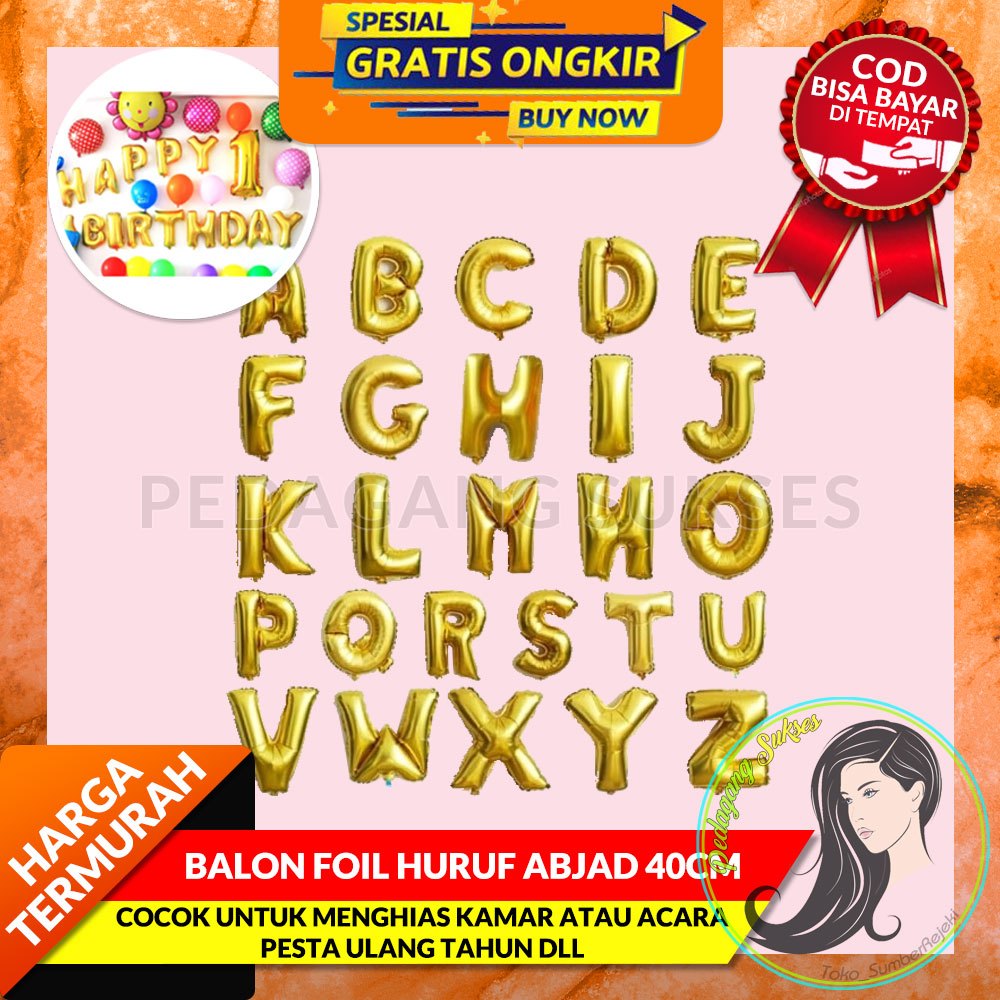 Jual Balon Foil Huruf Cm Abjad Balon Foil Huruf Gold Ballon Alphabet Balon Shopee Indonesia