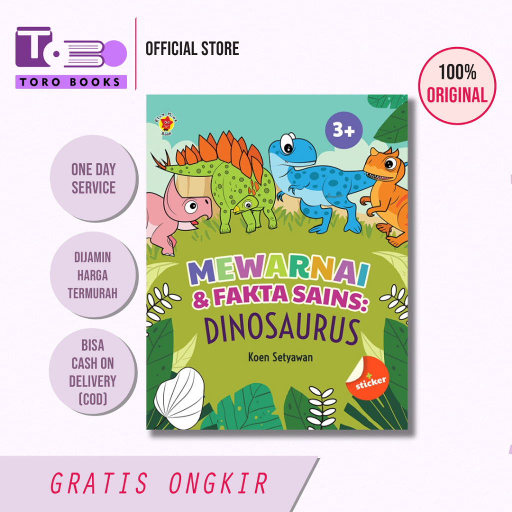 Jual Mewarnai & Fakta Sains: Dinosaurus + Stiker | Shopee Indonesia