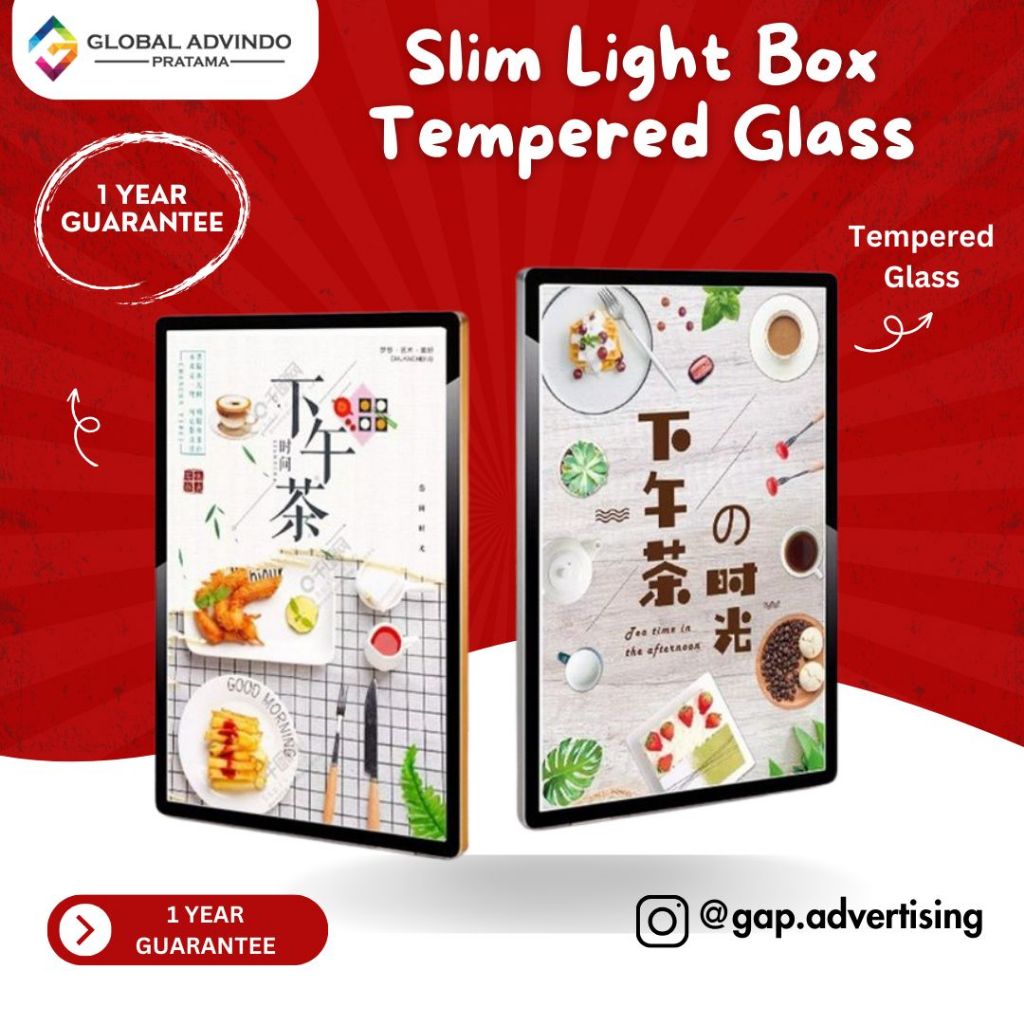 Jual Tempered glass light box 60x90 / neon box menu / slim light box ...
