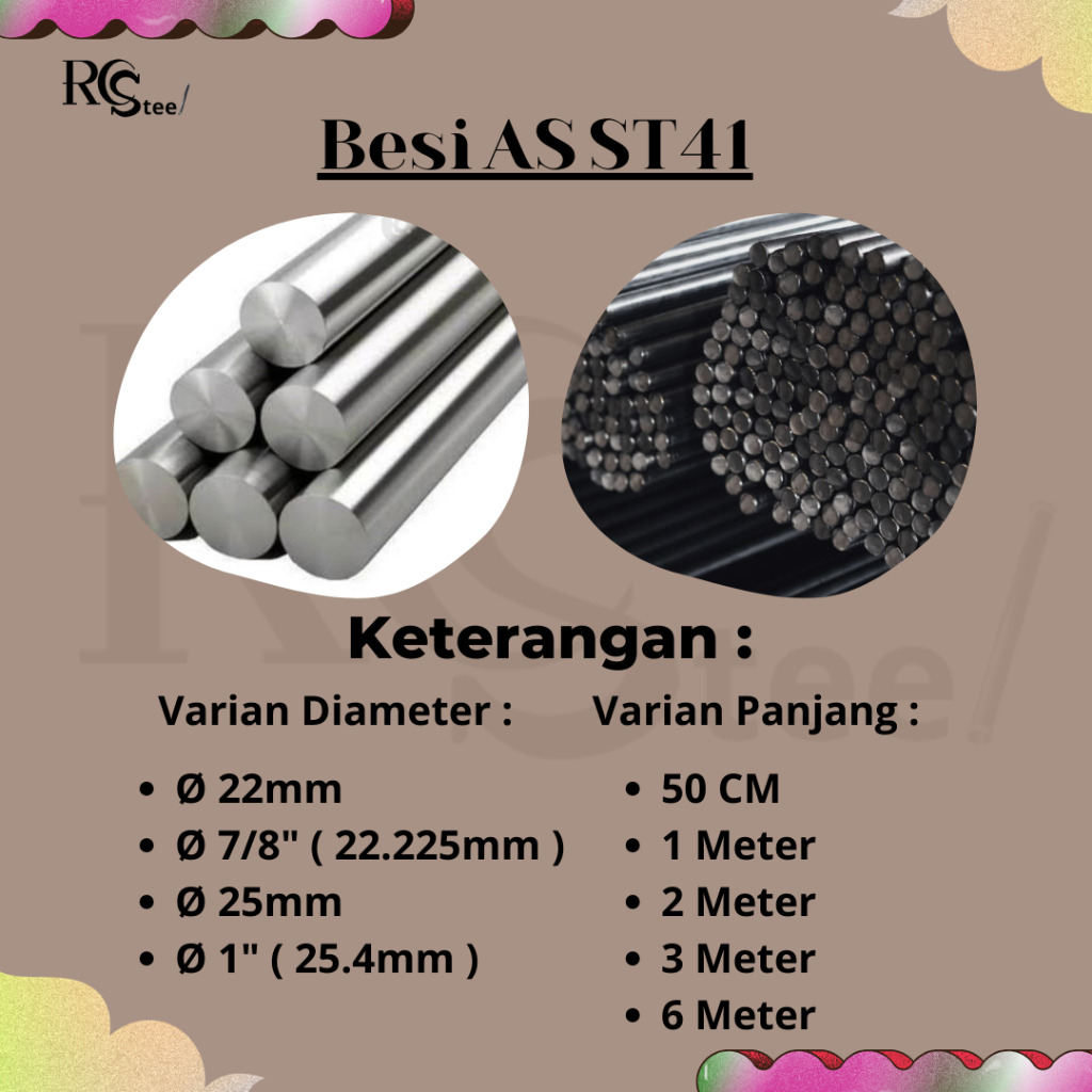 Jual Besi AS ST41 DIameter 22mm x 1 Meter | Shopee Indonesia