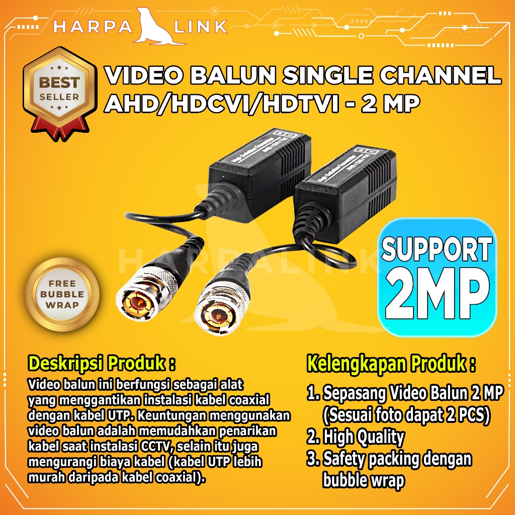 Video Balun Channel 2MP 5MP Compatible Camera AHD TVI CVI Analog HD Video  Balun CCTV Pasif Single Channel MP MP Sepasang