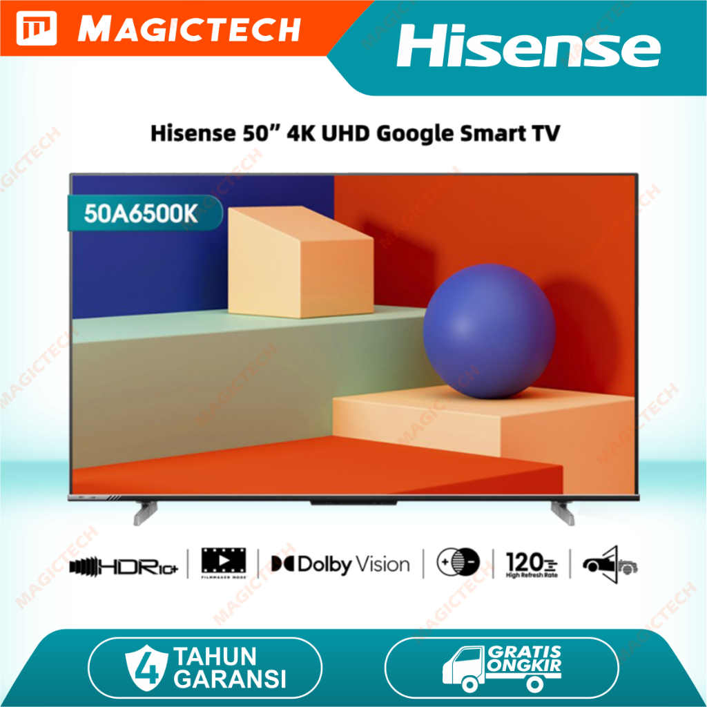 Jual TV LED HISENSE 50 INCH / 50" 50A6500K SMART GOOGLE TV 4K UHD DOLBY ...