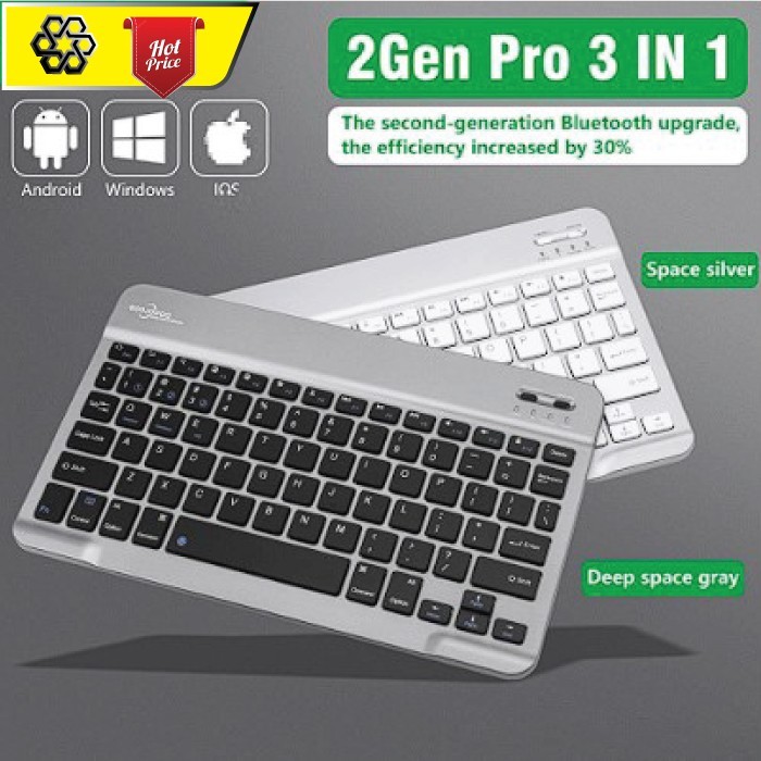 Jual Keyboard Mouse Set 2nd gen Pro 10 Inch 3 in 1 Wireless Bluetooth