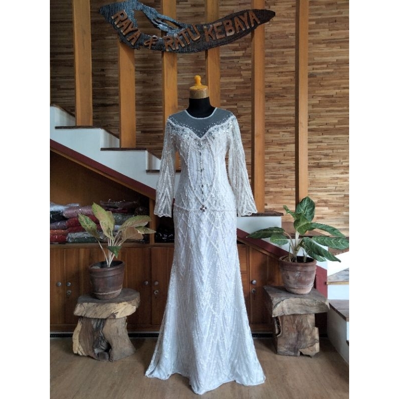 Jual Gaun Akad Nikah Gaun Slim Duyung Putih Shopee Indonesia