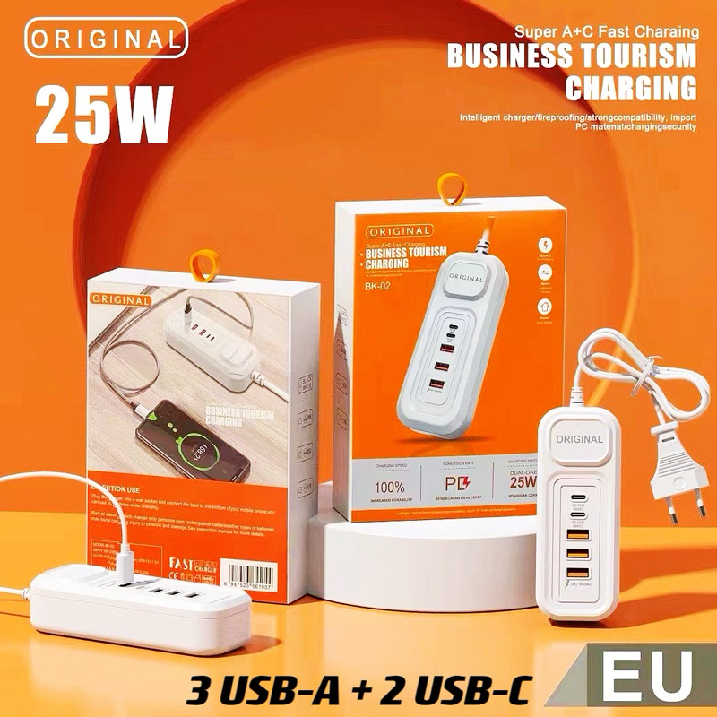 Jual Power Socket Power Strip USB Stop Kontak Adaptor 5 Output PD+QC ...